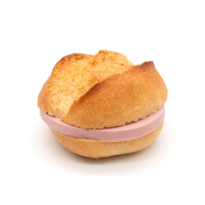 Dicke Scheibe mit Brötchen
